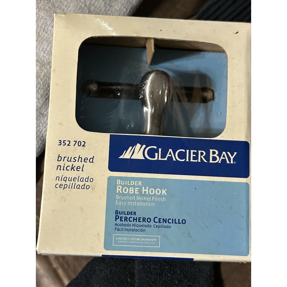 Glacier‎ Bay Builder Double Robe Hook Brushed Nickel 352 702 Wall Mount Bathroom